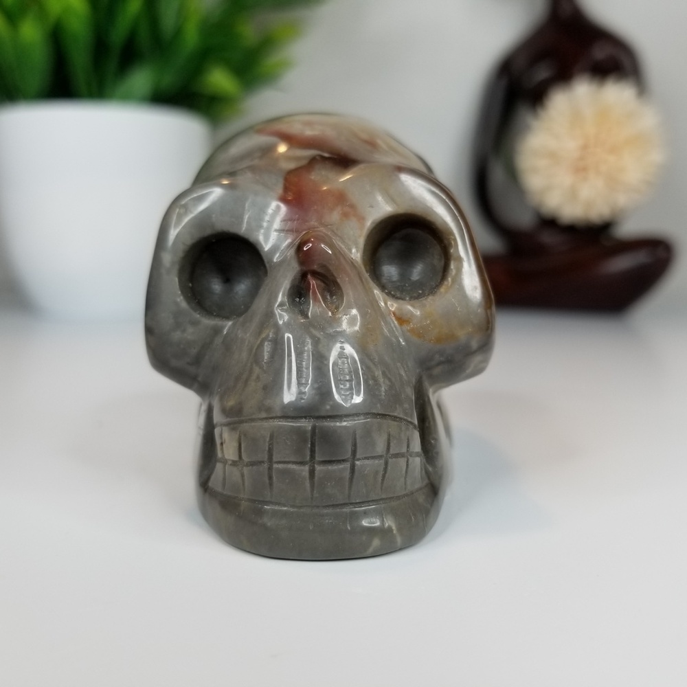 💀 Polychrome Jasper Skull – Vitality, Earth Energy & Inner Strength